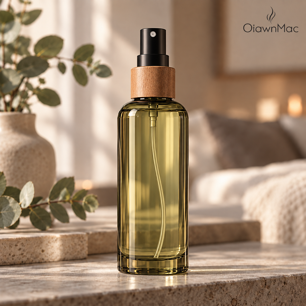Olive Glass Wood Accent Home Fragrance Mist