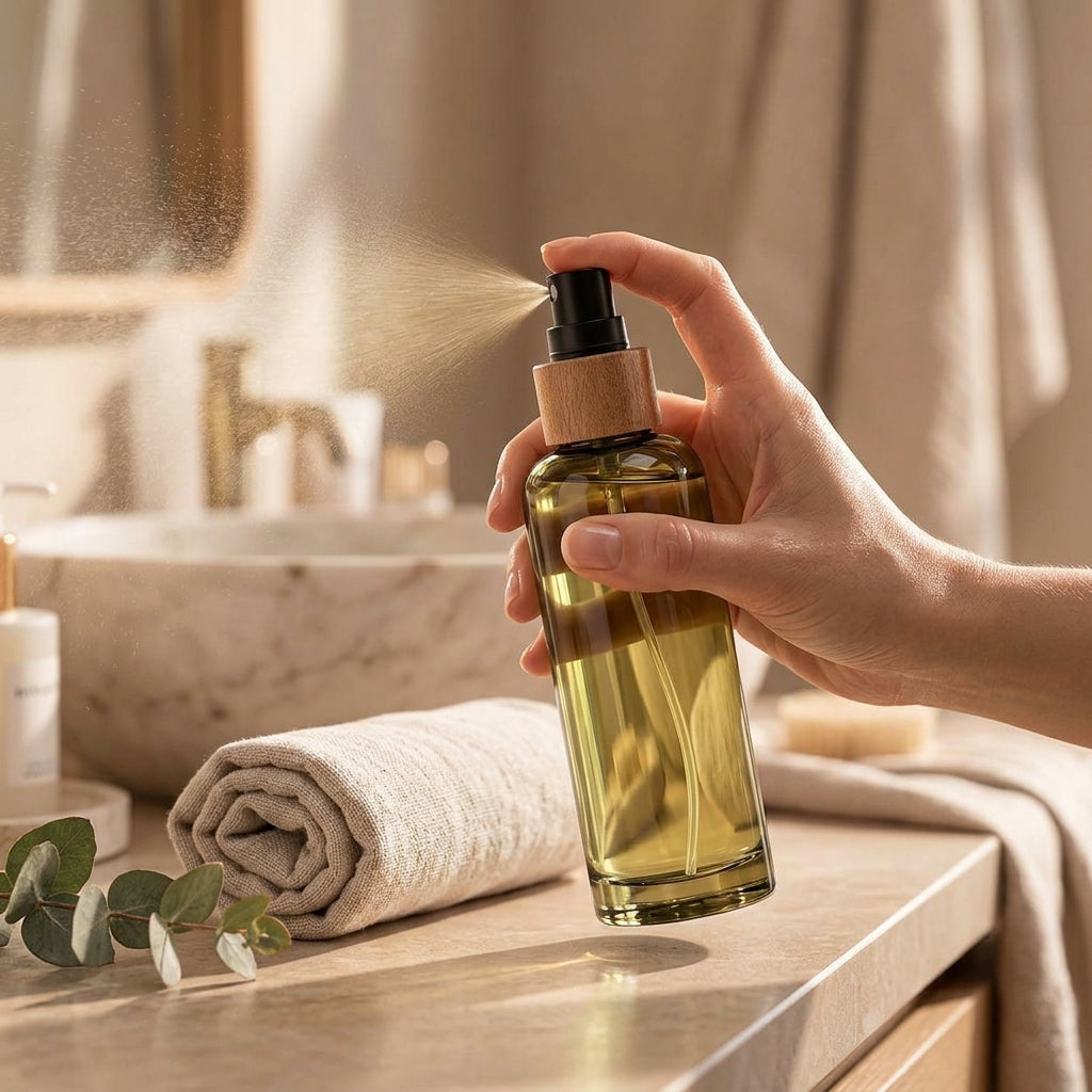 Olive Glass Wood Accent Home Fragrance Mist