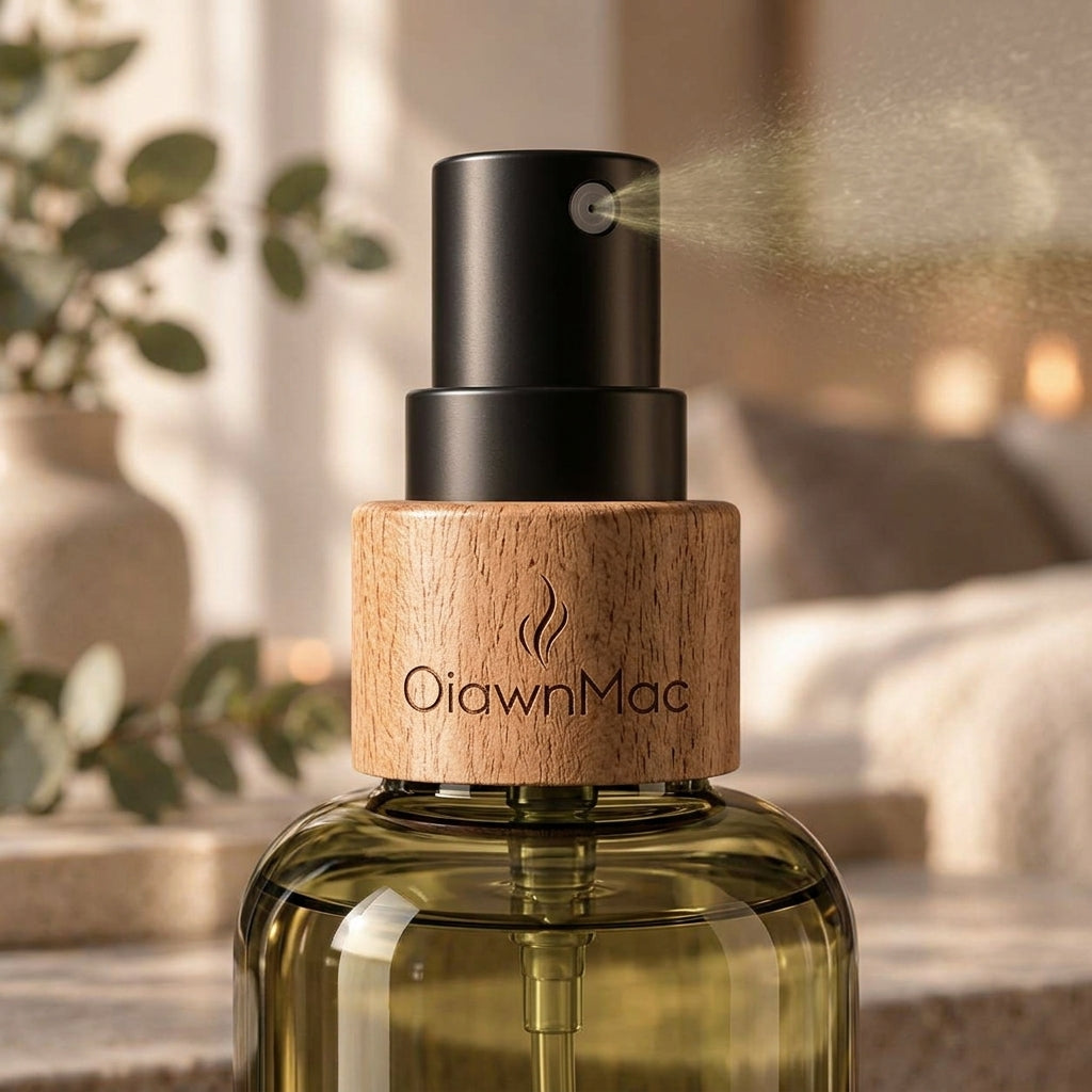 Olive Glass Wood Accent Home Fragrance Mist