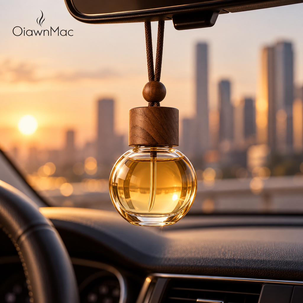 Round Amber Glass Car Hanging Diffuser