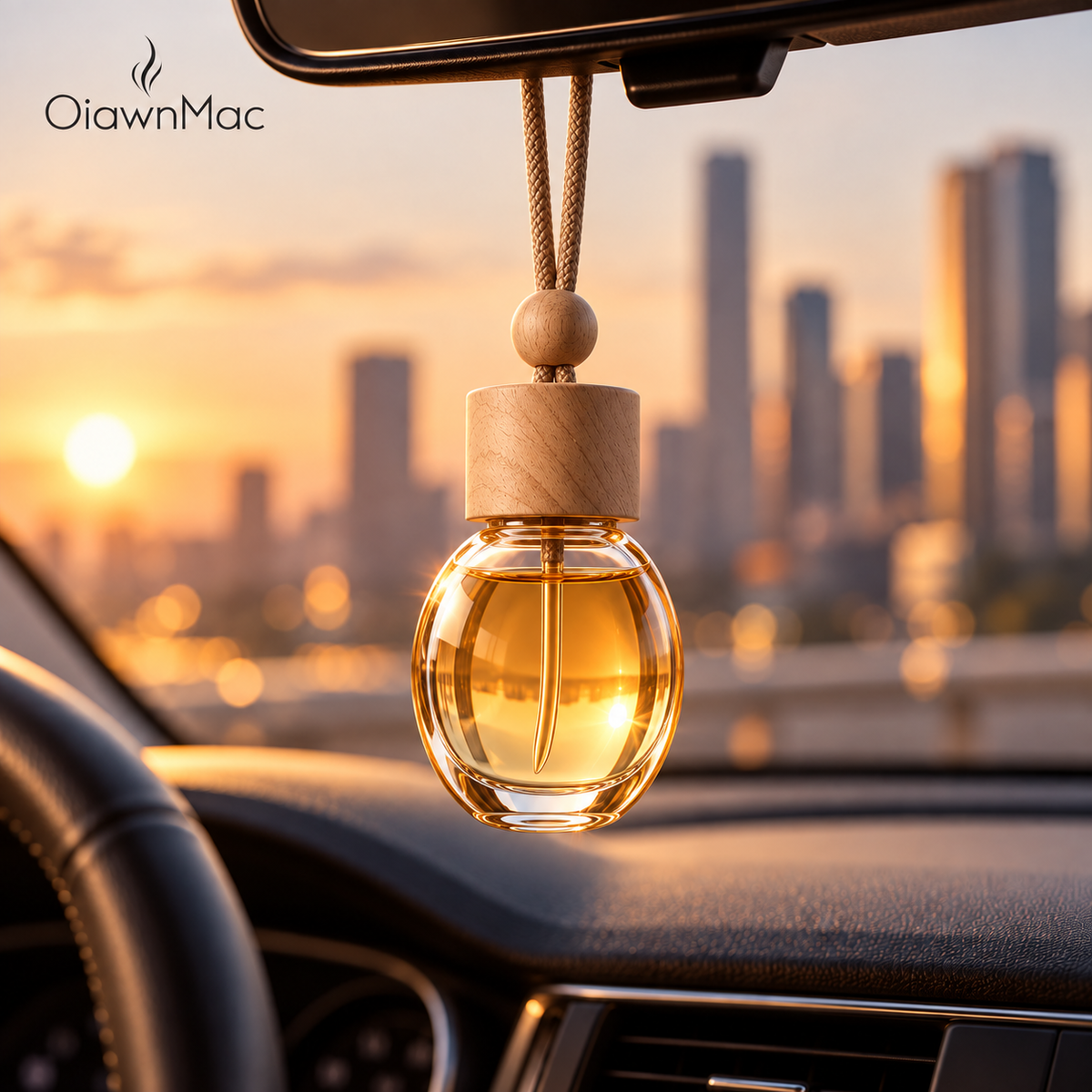 Natural Wood Round Car Hanging Diffuser