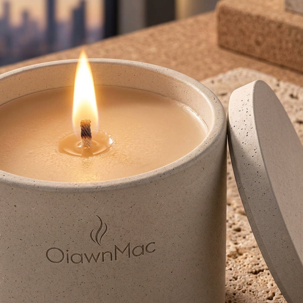 Soft Ivory Stone-Look Scented Candle