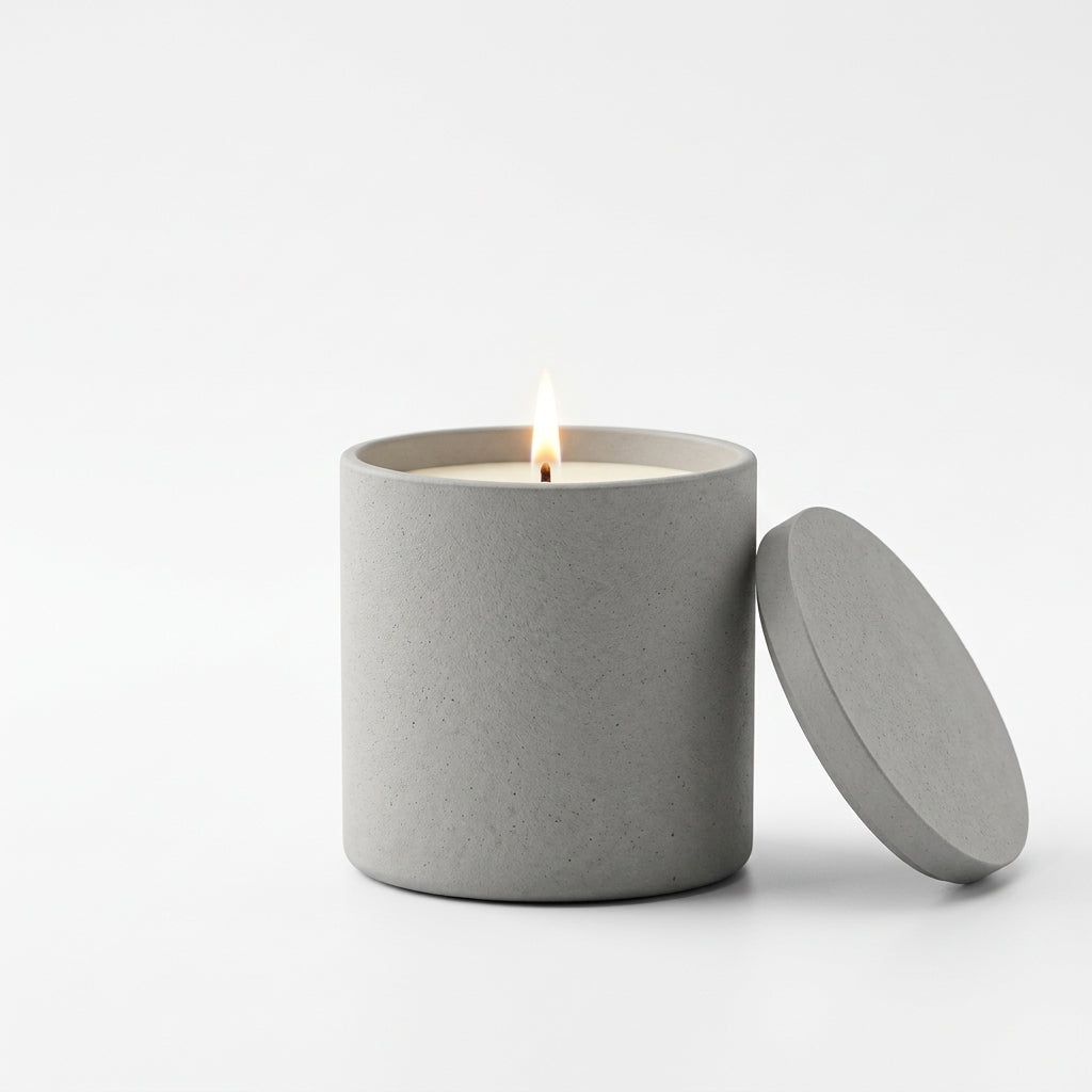 Soft Ivory Stone-Look Scented Candle