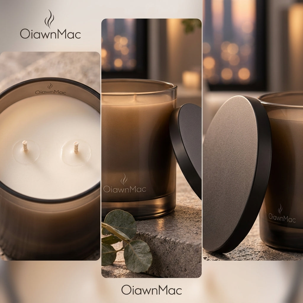 Amber Glass Double-Wick Scented Candle