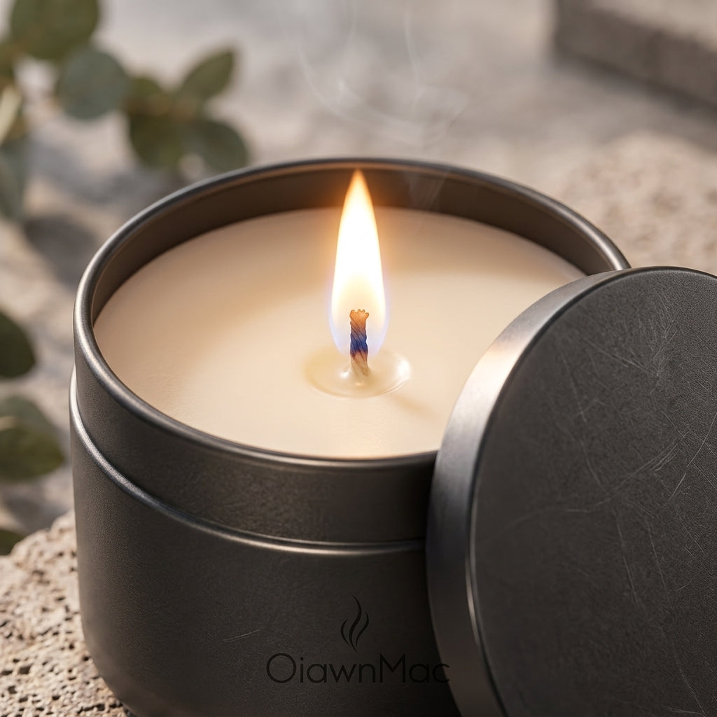 Low-Profile Matte Black Scented Candle Tin