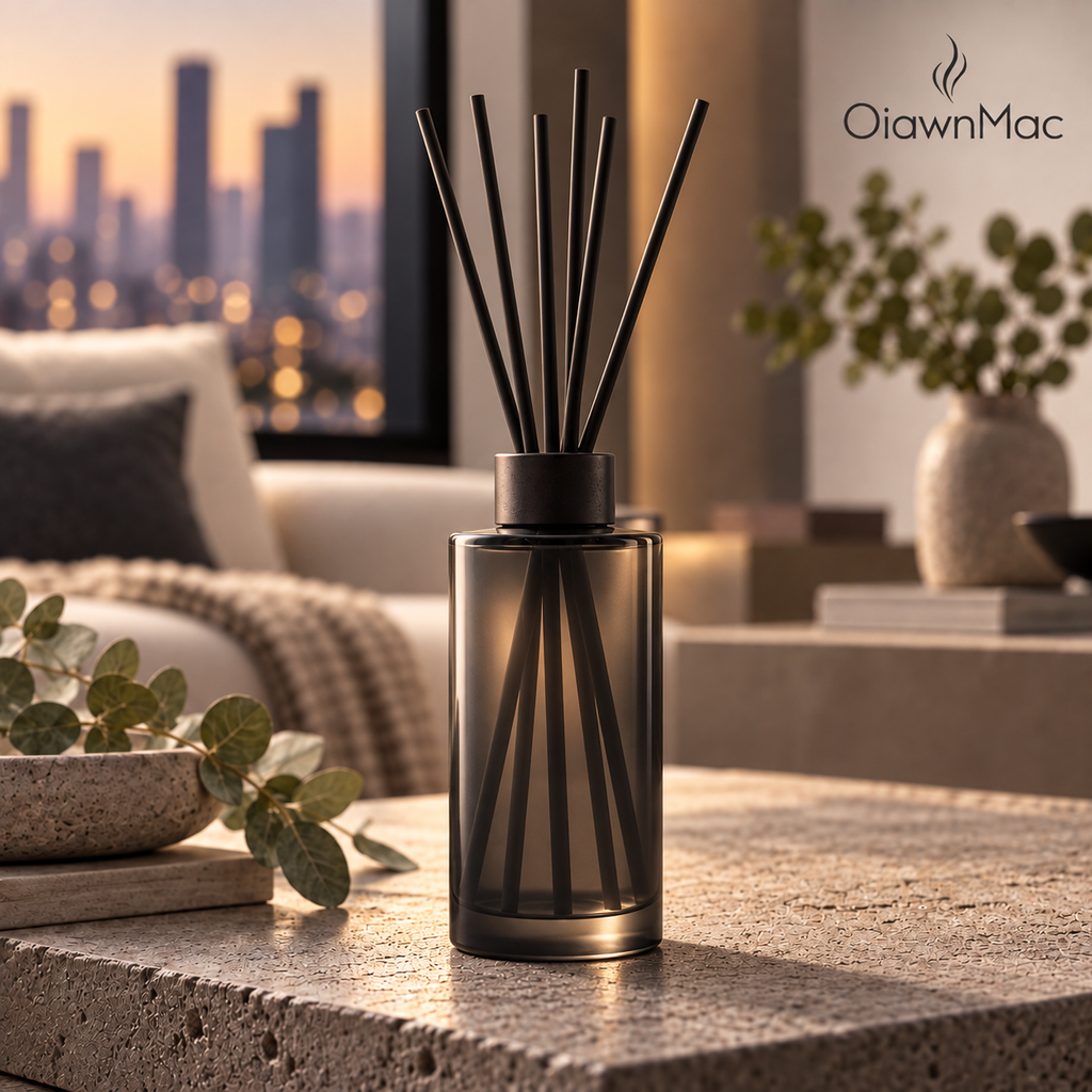 Tall Smoked Glass Black Reed Diffuser