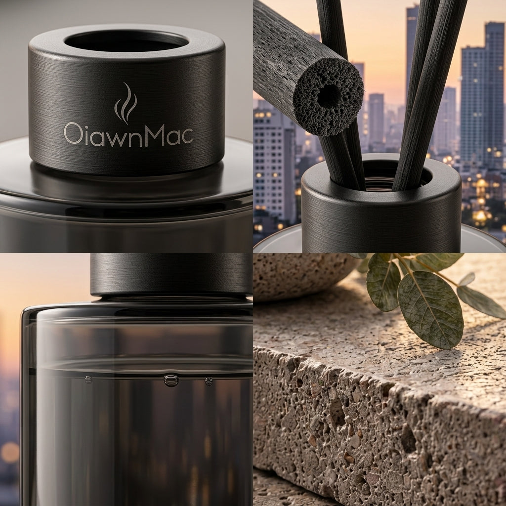 Tall Smoked Glass Black Reed Diffuser