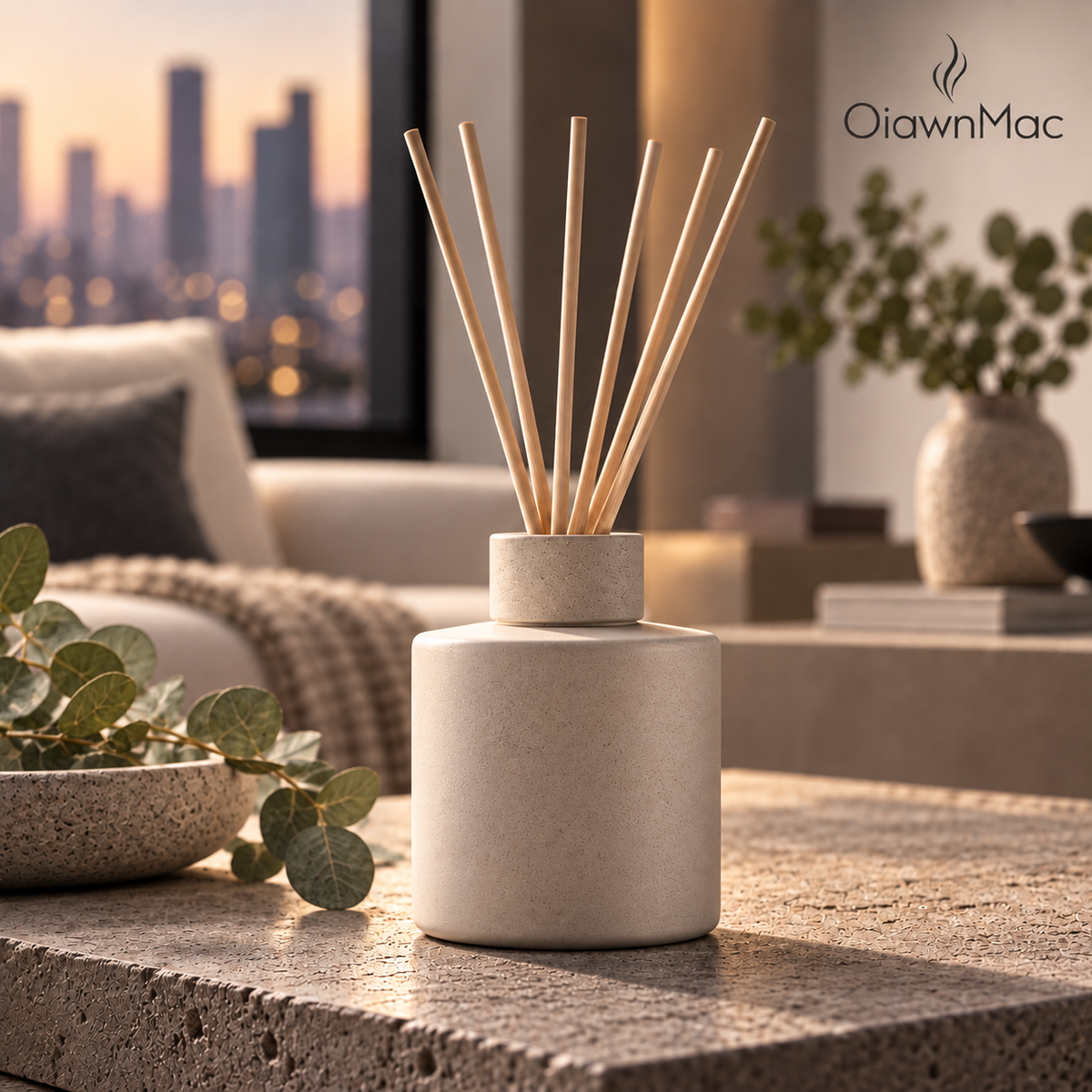 Ivory Stone-Look Reed Diffuser